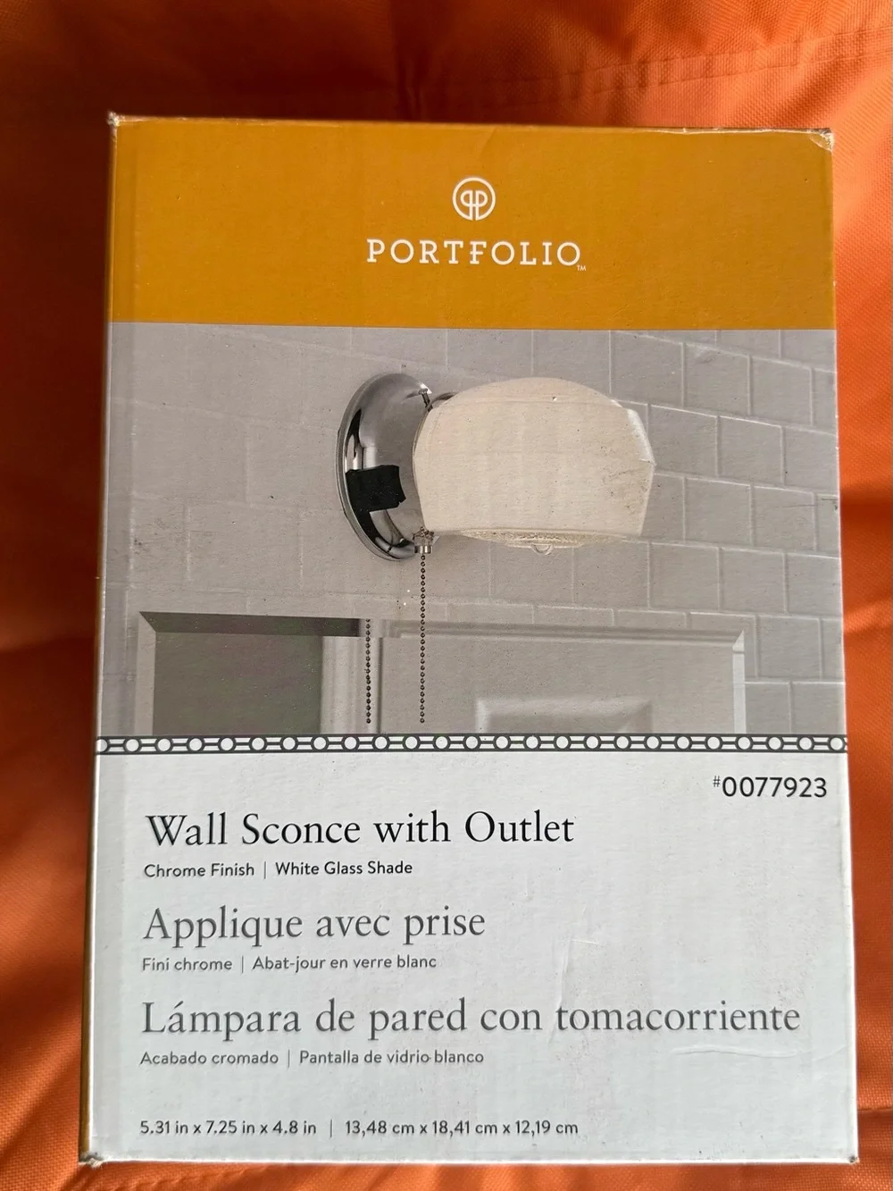 White Glass Wall Sconce with Chrome Finish and Outlet